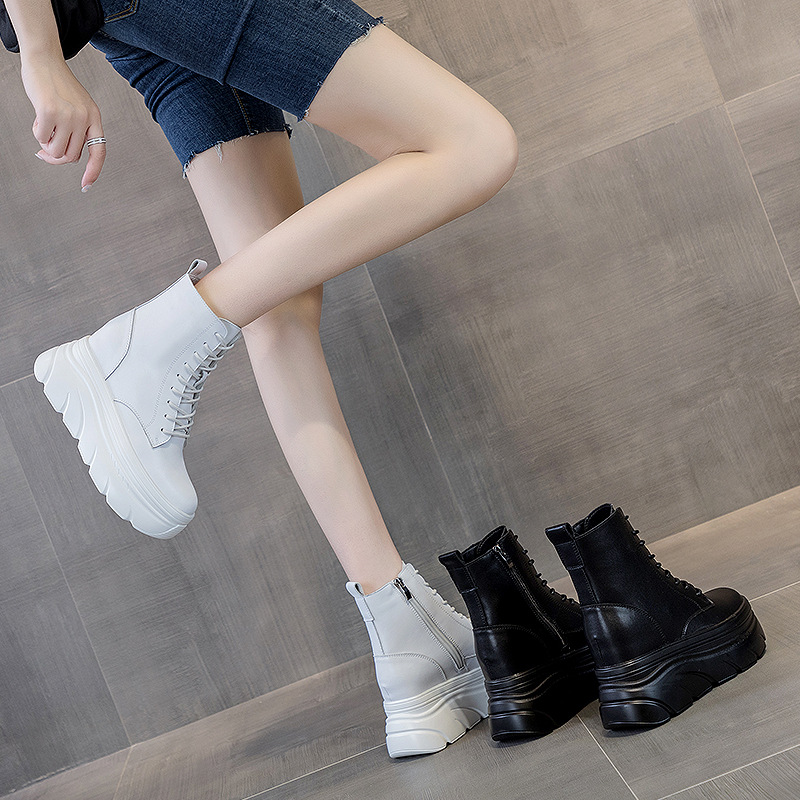 Retro Thick-Soled High-Top Martin Boots for Women, 2026 Autumn and Winter New Style, Height-Increasing British Style Short Boots for Petite Women