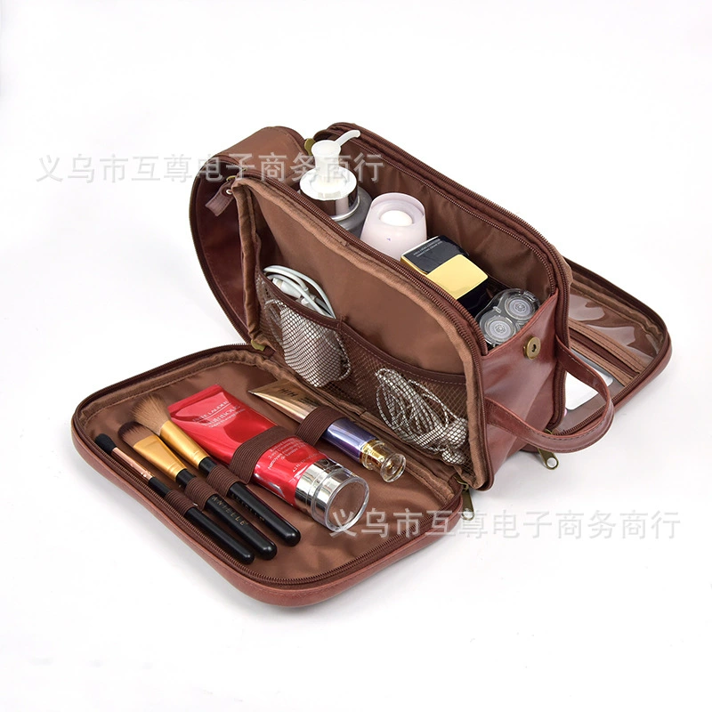 Polyurethane travel bag, handheld organizer bag, capacious cosmetic bag, for import