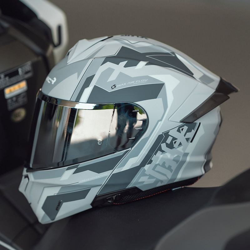 Casco de motocicleta Ruimi, motocicleta para hombres y mujeres, casco de doble espejo, ranura Bluetooth totalmente cubierta, cola grande de cuatro estaciones 3C