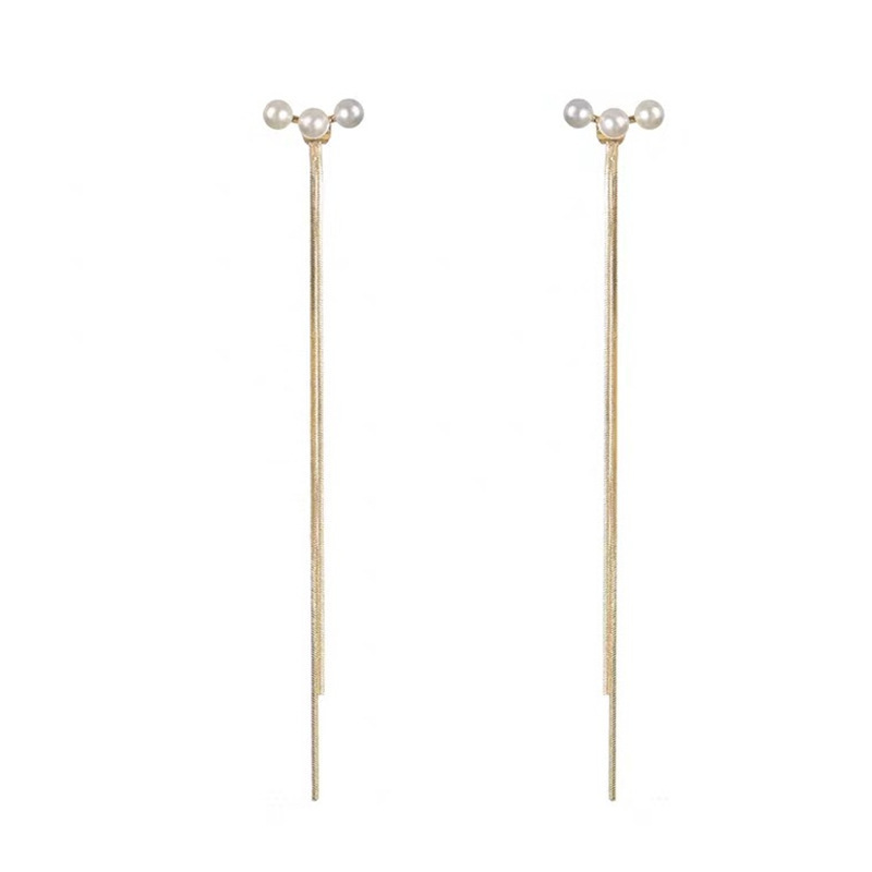 Elegant Geometric Alloy Plating Inlay Artificial Pearls Women's Ear Line display picture 4