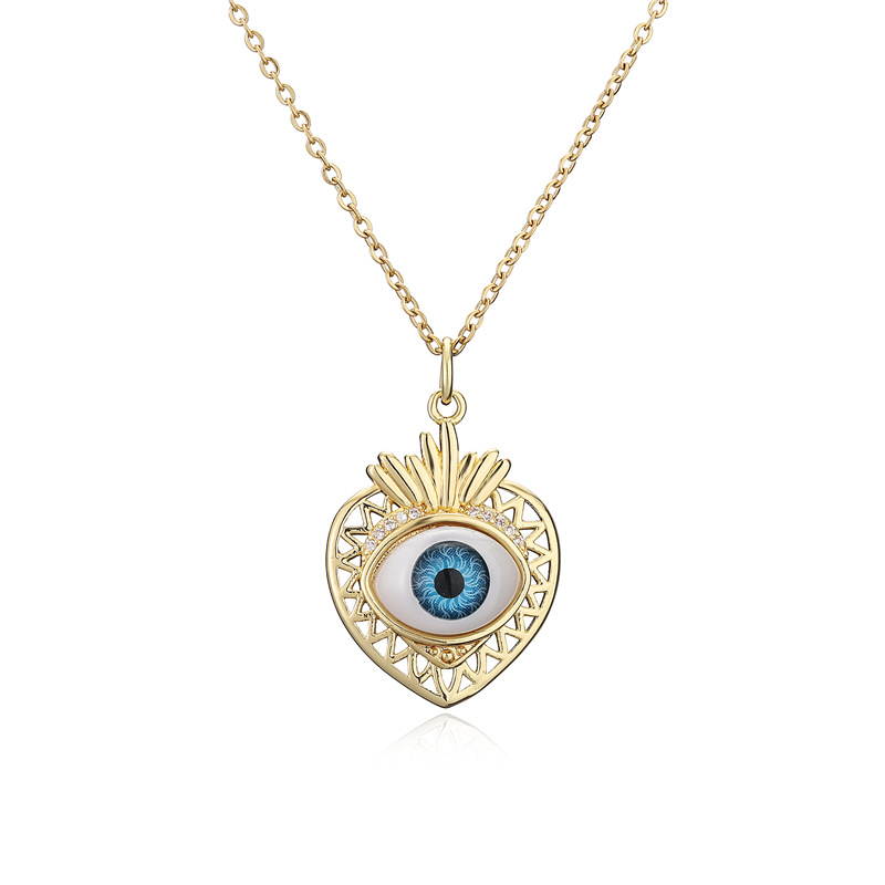 Aogu Cross-Border Supply Hot Sale in Europe and America Fruit Shape Blue Eyes Pendant Necklace Real 