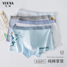 运动青少年纯棉内裤男童平角裤男生抑菌裆布纯棉内裤四角短裤男生