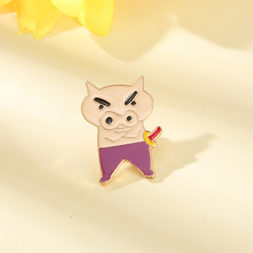 Japanese cartoon cute girl heart small pig alloy badge chubby left Sanemon brooch clothes bags accessories
