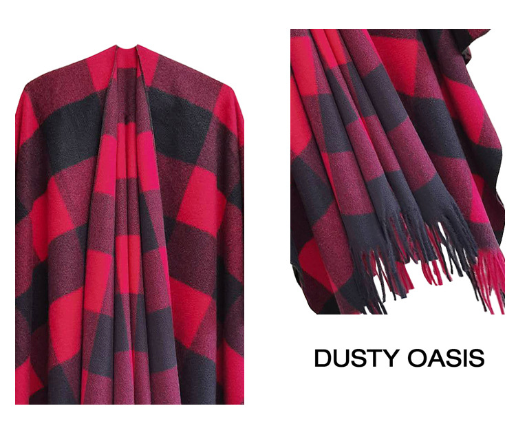 Unisex Autumn/Winter women's split cape thickened plaid bristle fringe cape_viptrois.com