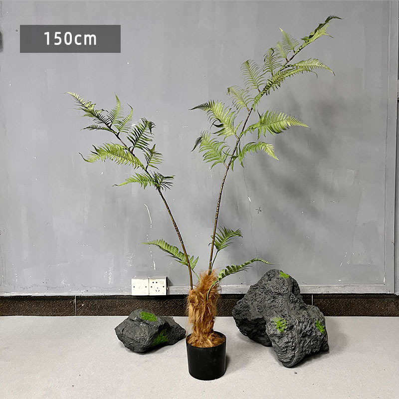 Simulación paisajística de helecho de cabeza de mono plantación de maceta de seda dorada decoración interior plantación de plantas falsas de alta simulación