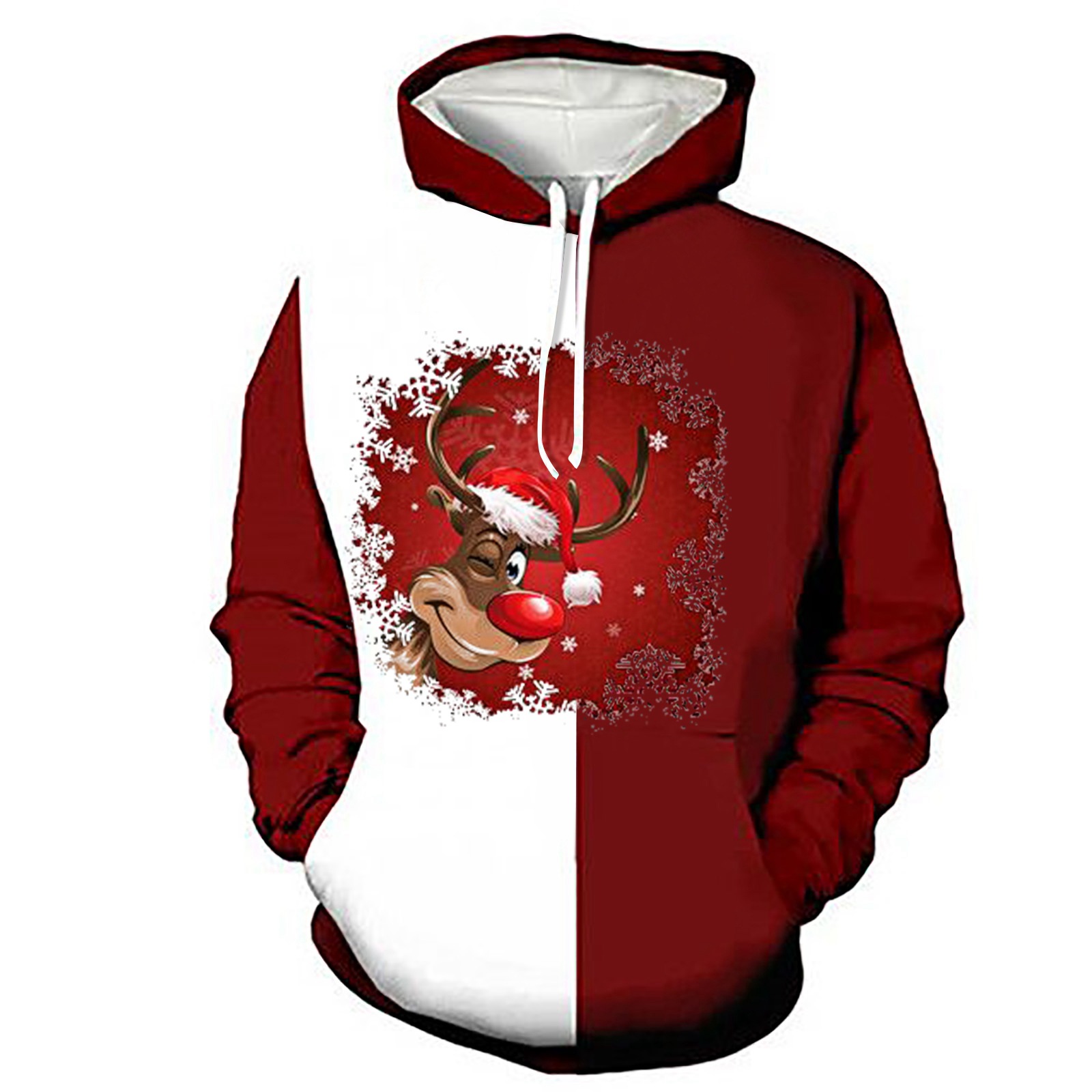 Color Block Hooded Loose Plus Velvet Padded Sweatshirt Image 6