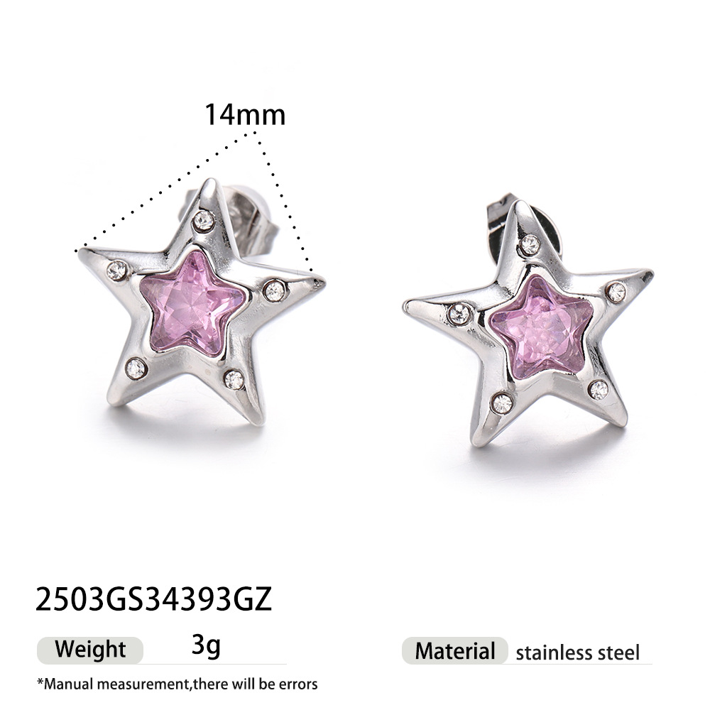 Taena Pendientes de acero inoxidable europeos y americanos Pendientes de estrellas de moda de nicho de lujo ligero y de alta gama Pendientes de acero de titanio para mujer transfronterizos