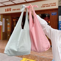 518375春夏純色小清新綿片肩包大容量特包女性携帯学生レジ袋