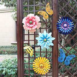 花园庭院墙上铁艺墙面装饰品挂件花朵蝴蝶幼儿园户外阳台壁麦太保