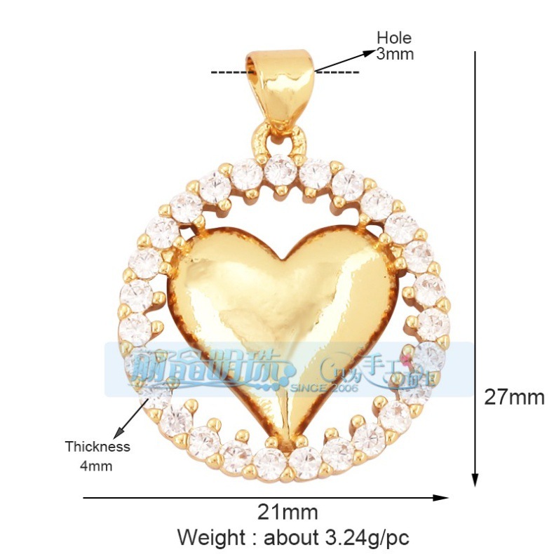 3g Weight Pendant Jewelry Making Type DIY Jewelry Accessories Classification 1 Piece Quantity Copper Material Heart Shape Pattern Hip-Hop, Vintage Style Style 1 Piece Copper Heart Shape Pendant 10