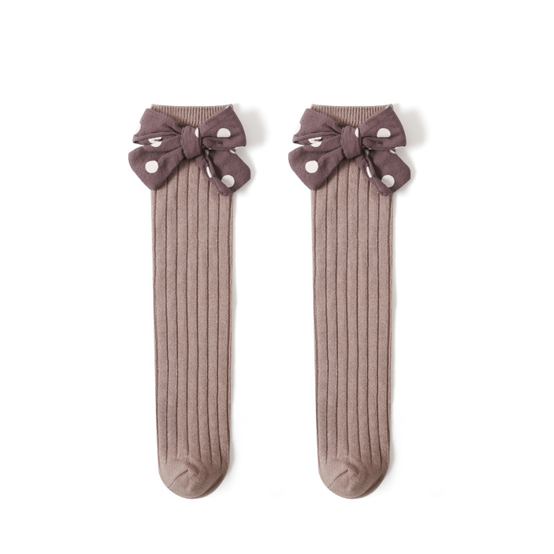 21 nuevos calcetines de primavera y otoño para niñas de algodón peinado red para niños rojo estilo coreano lunares estilo arco calcetines de media pantorrilla