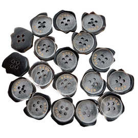 天然真牛角扣磨砂破边扣不规则纽扣ader西装纽扣异形缺角牛角纽扣