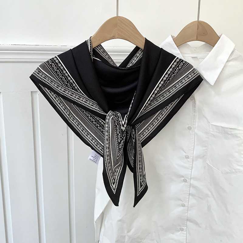 Bufanda triangular, babero, estilo fino de moda para mujer, cintura multifuncional, bufanda de seda decorativa, bufanda de línea de moda de alta gama, chal