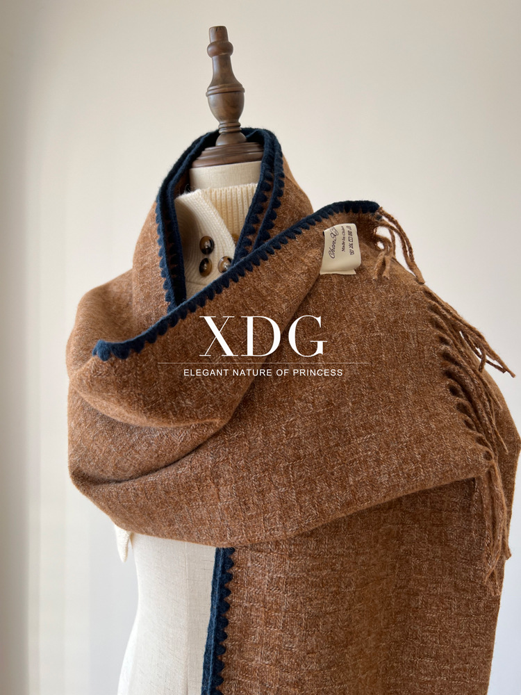 Damen Strickschal, Weicher Wollschal In Kontrastfarben Für Winter_voghion.com