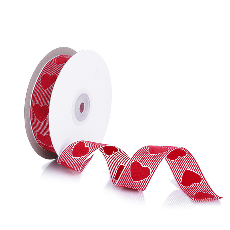 Transfronterizo nuevo impresión rojo amor cinta de nieve para el cabello tira flotante para artículos de boda regalos embalaje cinta 20 metros