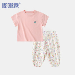 嘟嘟家女寶短袖夏裝小女孩套裝夏季女童防蚊褲夏季寶寶衣服童裝