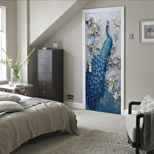 Eco-friendly 3D self-adhesive door stickers with thousands of high-definition images, sizes, patterns, waterproof, oilproof, and stain-resistant.
