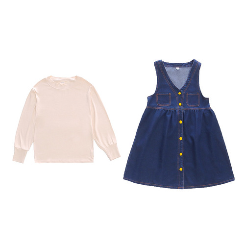 Biggest and newest 2024 Spring Set - Fashion and trendy women's student Korean style base shirt denim skirt two-piece set trendy