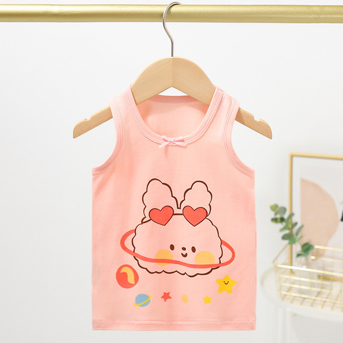 Baby Girl's Small Strap Tank Top, Children's V-Neck Undershirt, Pure Cotton Summer Thin Base Layer Baby Top, Toddler Clothing Wholesale