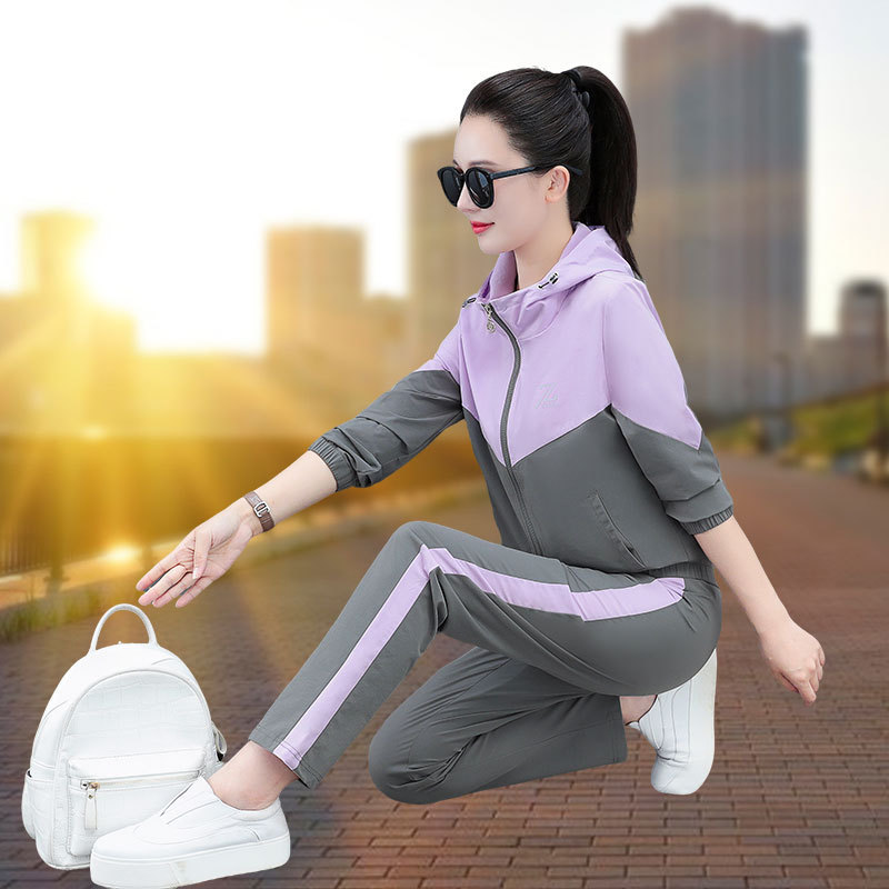 春秋运动服套装女士2025新款爆款秋季中年妈妈休闲时尚洋气两件套|undefined