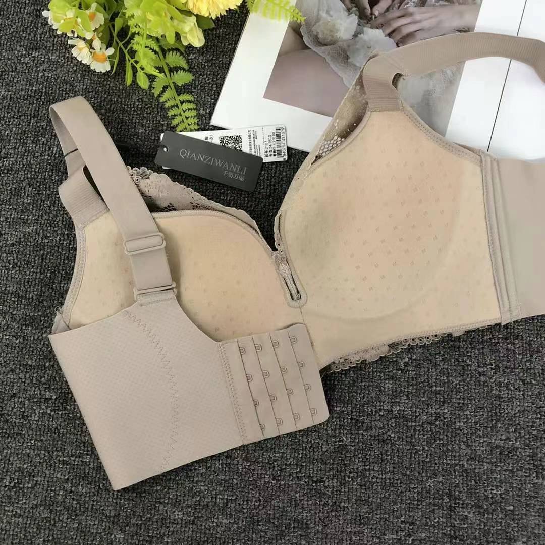 Nuevo sujetador de alta calidad de moda de encaje jacquard transpirable y cómodo ajuste lateral de pecho de botón múltiple ropa interior mujer