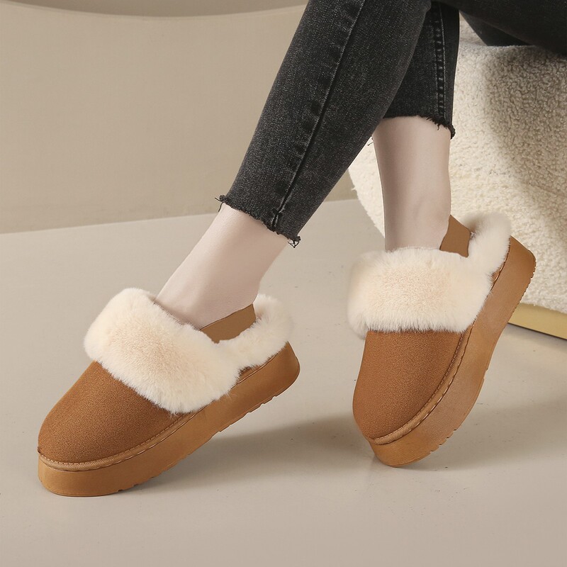 2024 Winter Snow Boots Women's Two-Wear Women's Thick-Bottom Slippers Women's fleece-lined Warm Outer Wear Plush Cyber Celebrant Wool Slippers