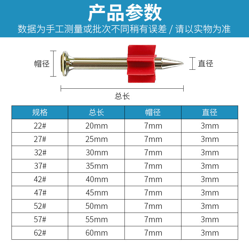Clavo de cemento duro que dispara el clavo de acero que hace publicidad del clavo que cuelga la pintura clavo de la pared del clavo del aire acondicionado que cuelga la placa fija clavo del arma del clavo con la manga de goma