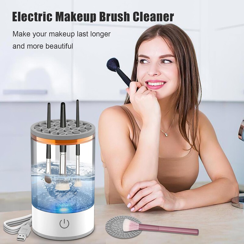 Makeup Brush Cleaner Automatic Scrubber Quick-Drying Tool Plug-In Electric Cleaning Brush for Lazy People