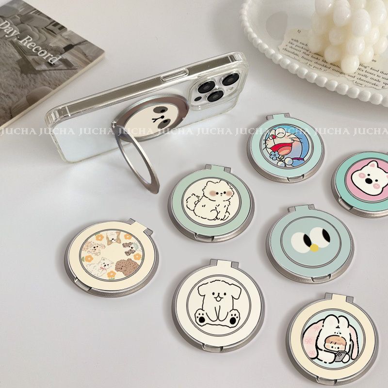Suitable for Mobile Phone Case Holder, Rotatable, High-Looking, Cute, Niche Cartoon, Non-Colliding Holder, Back Sticker, Artistic and Light