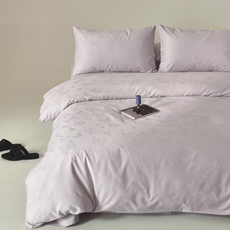 (Light French style) Ultra-fine ceramic brushed jacquard four-piece set with a cat-like feel (Light French style) Ultra-fine ceramic brushed jacquard four-piece set with a cat-like feel