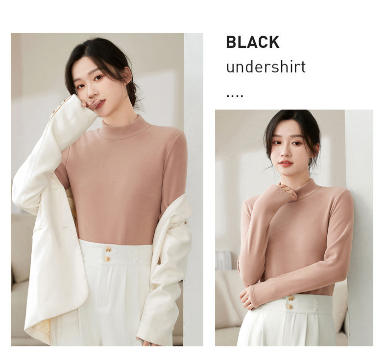 Abbigliamento da donna, maglione a collo alto in velluto tedesco, autunno e inverno, nuovo, intimo spesso, di alta qualità, nero, collo medio, caldo_voghion.com