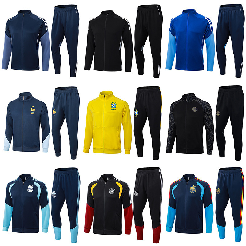 Plain Training Uniform Football Suit Long-Sleeve Match Jersey Long Zipper Jacket Team Wholesale Dropshipping