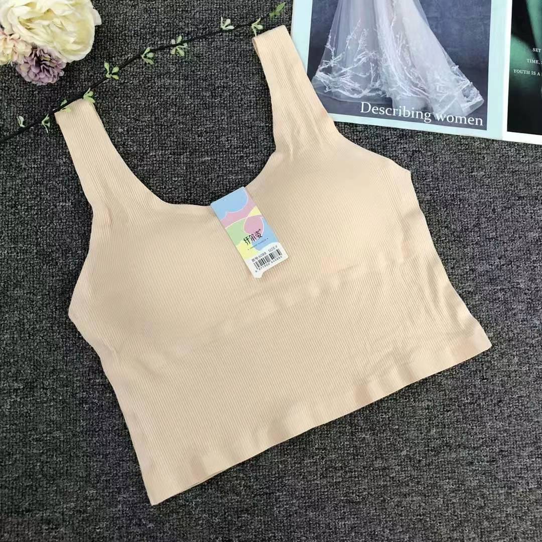 Nueva taza fija sin marcas de alta calidad chaleco de dama sin anillo de acero bra de yoga ropa interior deportiva mujer al por mayor