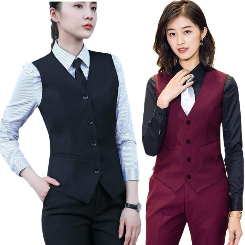 2024 Korean style women's vest spring and autumn short professional suit vest small vest slim slimming workwear jacket waistcoat