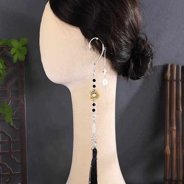 Source factory, ancient-style mountain spirit coin earrings, copper coin earrings, Han Dynasty-inspired tassel earrings, unisex accessories