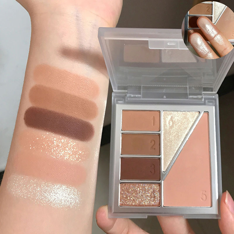 DIKALU acabado maquillaje todo en uno paleta rosa paleta de sombras de ojos maquillaje con lentejuelas color tierra rubor de alto brillo INS estudiante barata mujer