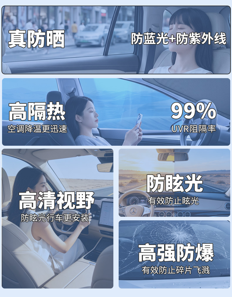 Car Heat Insulation Film, Constant Color, Korean A Series Wholesale, Front Windshield Anti-Glare Film, Side and Rear Window Sun Heat Insulation Film