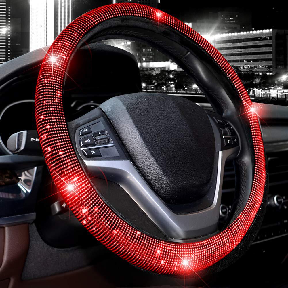 Source Factory Cross-Border Car Diamond-Studded Steering Wheel Cover with Inner Ring, Full Rhinestone Car Interior Handle Cover