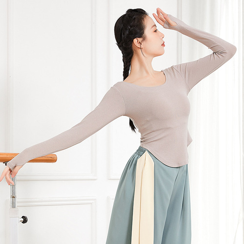 Modern dance clothing for women, adult ballet art exam, professional practice clothing, short-sleeved slim yoga body teacher tops