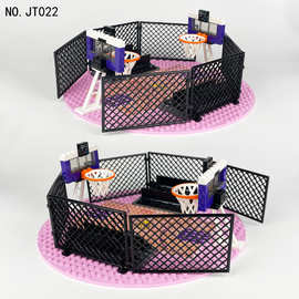JT022街头社区天使篮球场粉色底板小颗粒模型积木玩具跨境批发