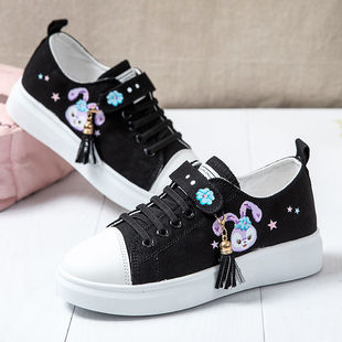 Girls' Canvas Shoes 2025 Spring and Summer New Kidsren's Sports Cloth Shoes, Medium and Large Kidsren's Casual Sneakers, Student Flats Shoes