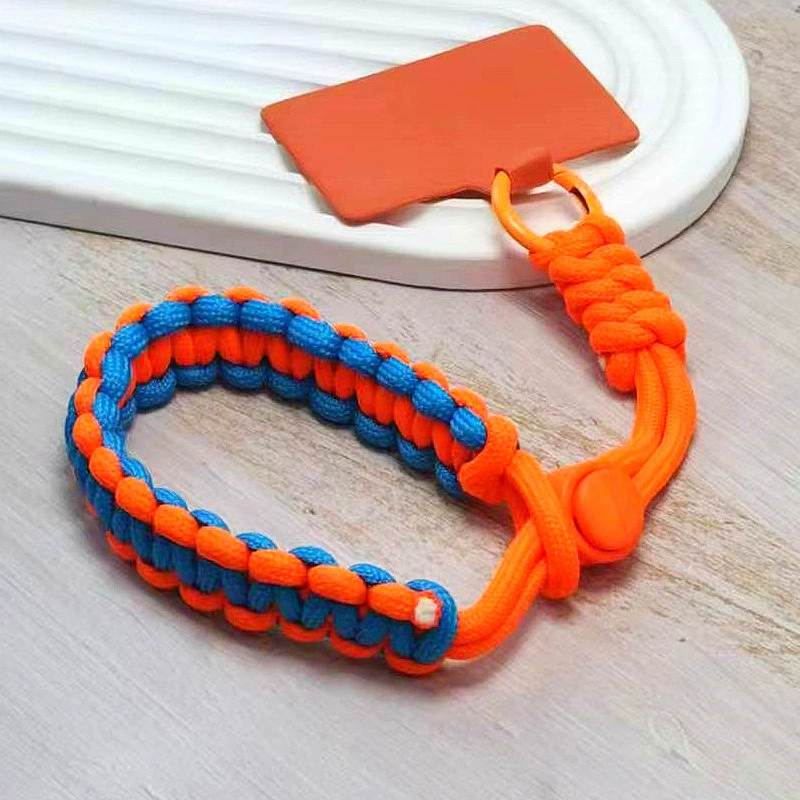 Плетеный ремешок для мобильного телефона контрастного цвета, расширенная короткая сумка на запястье, ремень с защитой от потери, прочный кулон для путешествий