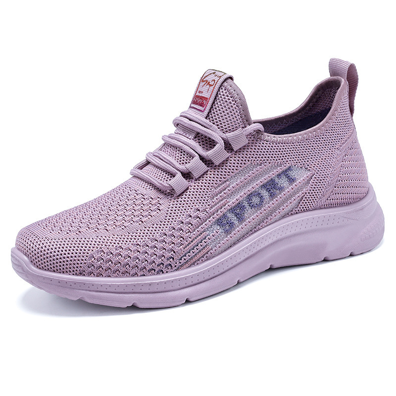 Zapatos de mujer 2024 primavera nuevos zapatos de mujer de comercio exterior zapatos individuales transfronterizos de poliuretano Flyknit zapatos deportivos casuales fabricante de zapatos de mujer