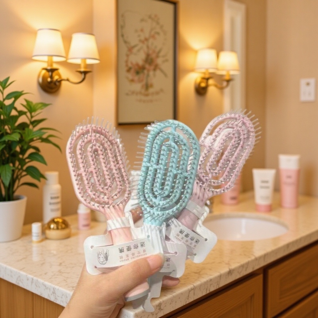 Yuan Meng nuevo color macarón masaje hueco peinado no nudo cráneo alto estilo flojo cuidado del cabello
