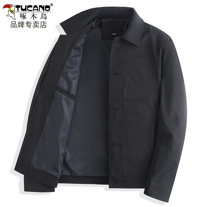 Woodpecker Men's Button-Down Collar Jacket 2026 Spring New Style Dad's Spring and Autumn Coat for Middle-Aged and Elderly Grandfathers