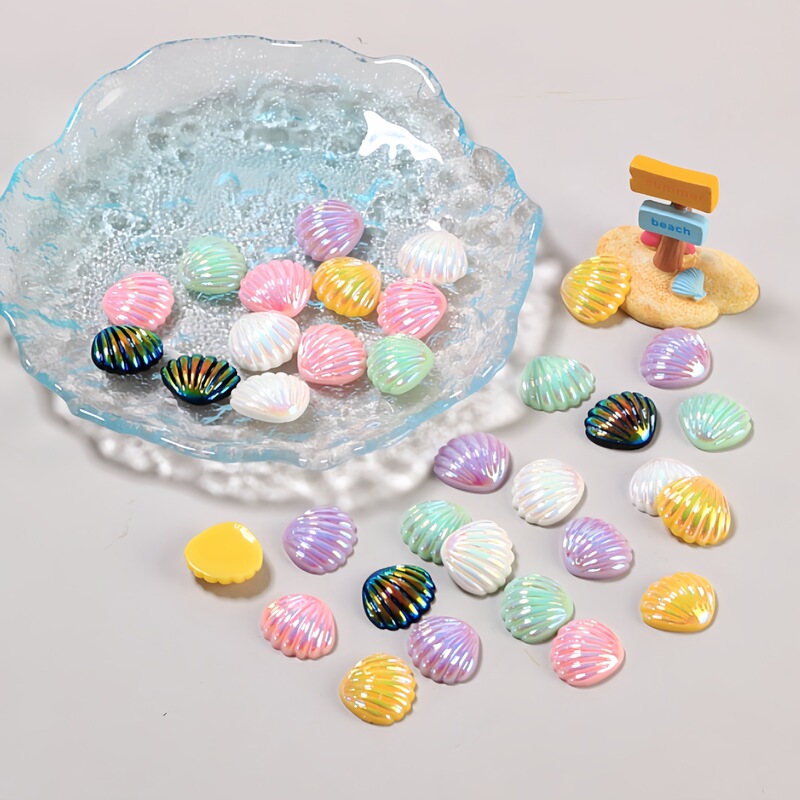 Electroplating simulation beach shell high sense cream gel hair clip diy jewelry accessories resin accessories material wholesale Electroplating simulation beach shell high sense cream gel hair clip diy jewelry accessories resin accessories material wholesale