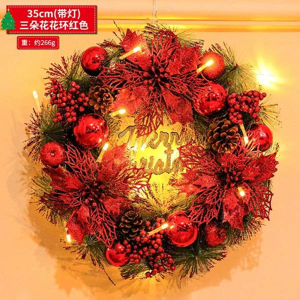 35cm three flower rings red+hook+copper thread light