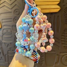 新款三丽鸥手工串珠钥匙扣可爱情侣书包挂件手机链潮玩娃娃机礼品