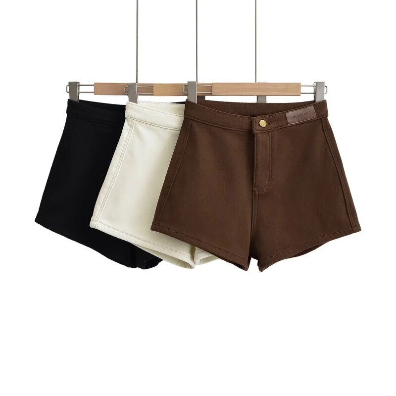 Retro Velvet High-Waisted Shorts for Women in Autumn and Winter European and American Style Sexy Style Tight Elastic Outer Wear Warm Hip-Covering Hot Pants