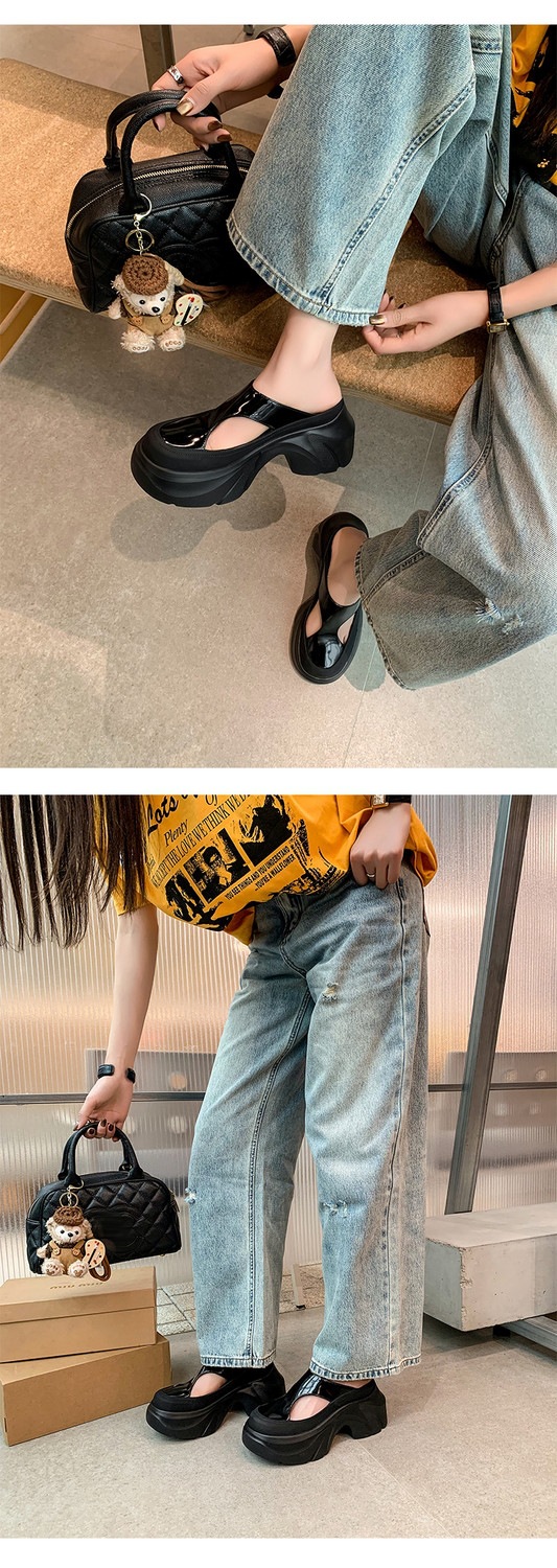 Dép sandal nữ da thật họa tiết da báo đế xuồng cao gót 9 cm — Trang chủ, màu đen, bạc chi tiết 50